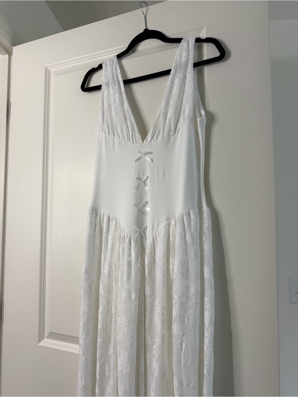 White Lace Maxi Dress with Side Slit